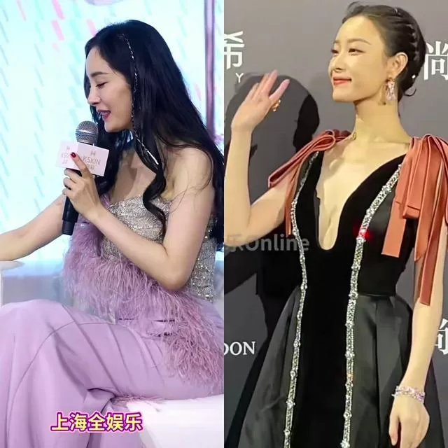 85花最新路透刘亦菲，杨幂开心吃毛豆，刘亦菲换成细眉跟景甜有点像哎